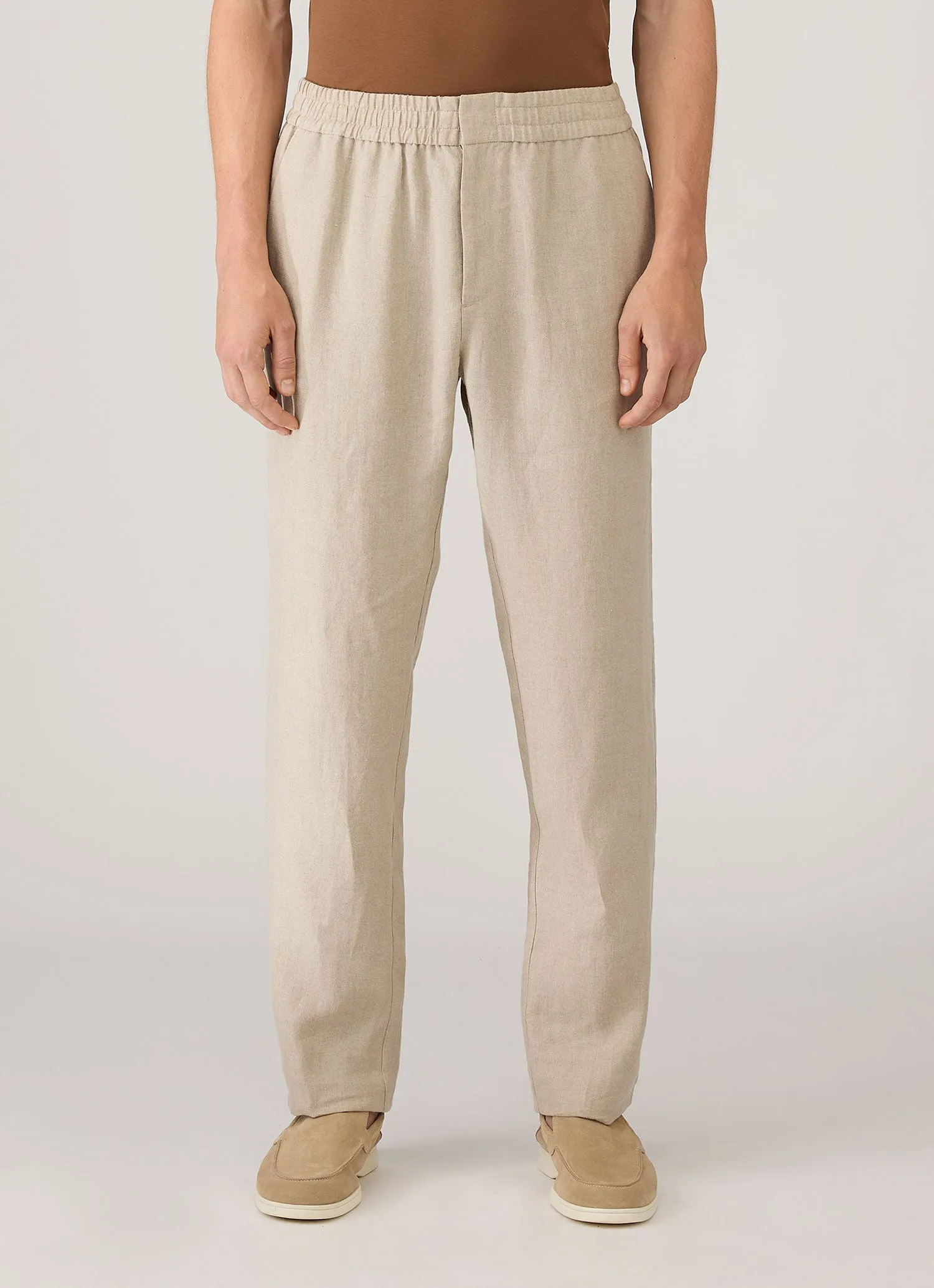 Men's Linen Drawstring Trouser in Sand sold by Sunspel product image thumbnail 2