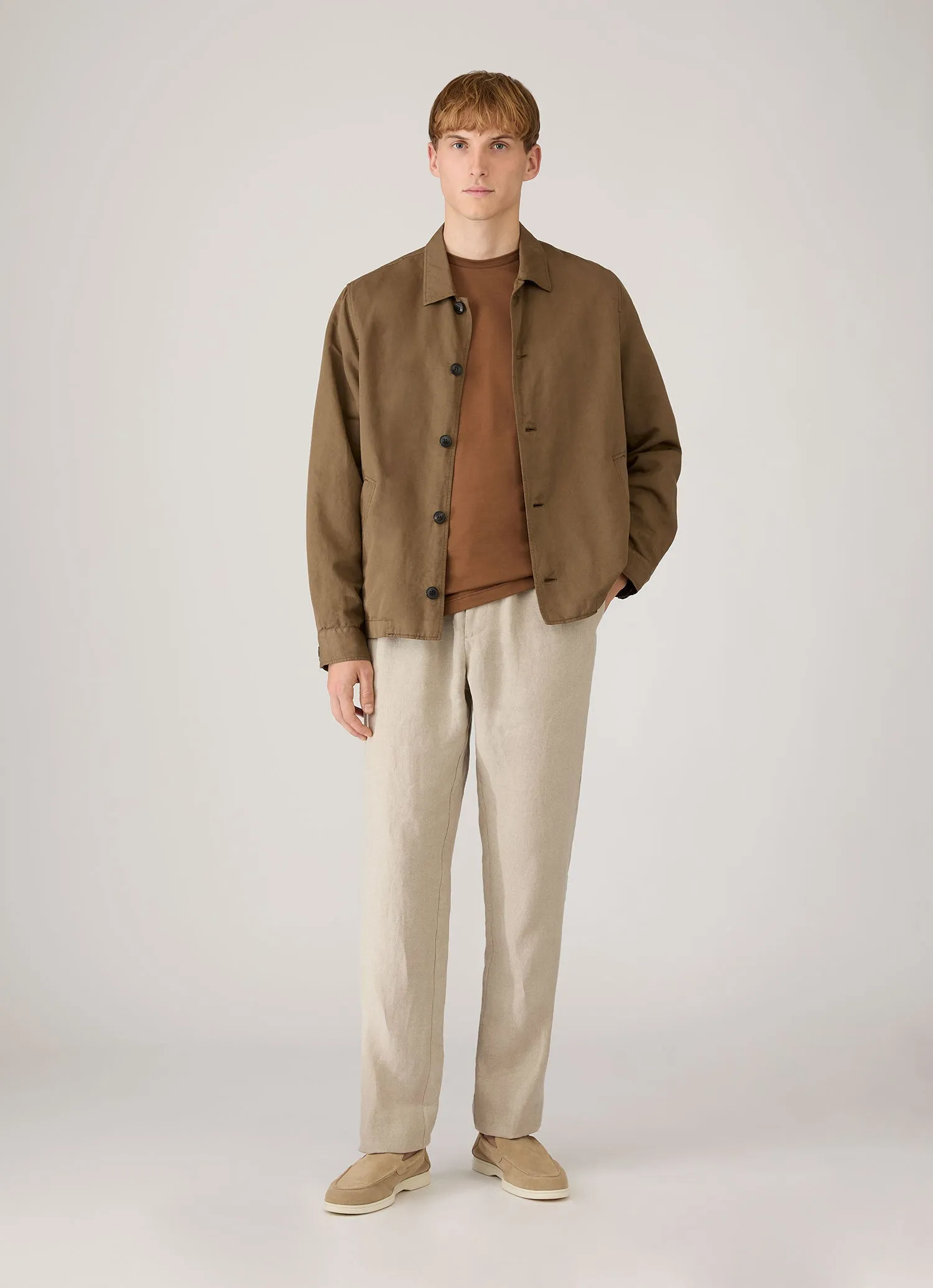 Men's Linen Drawstring Trouser in Sand sold by Sunspel product image thumbnail 3