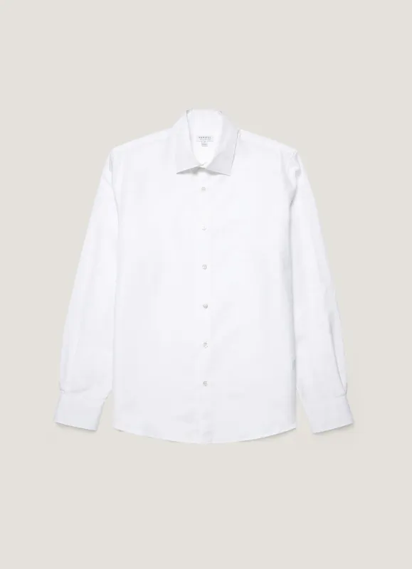 Men's Sea Island Cotton Linen Shirt in White made by Sunspel