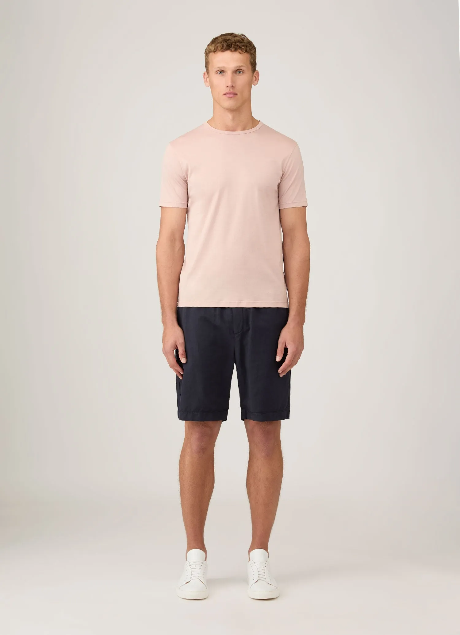 Men's Cotton Linen Drawstring Shorts in Navy sold by Sunspel product image thumbnail 3