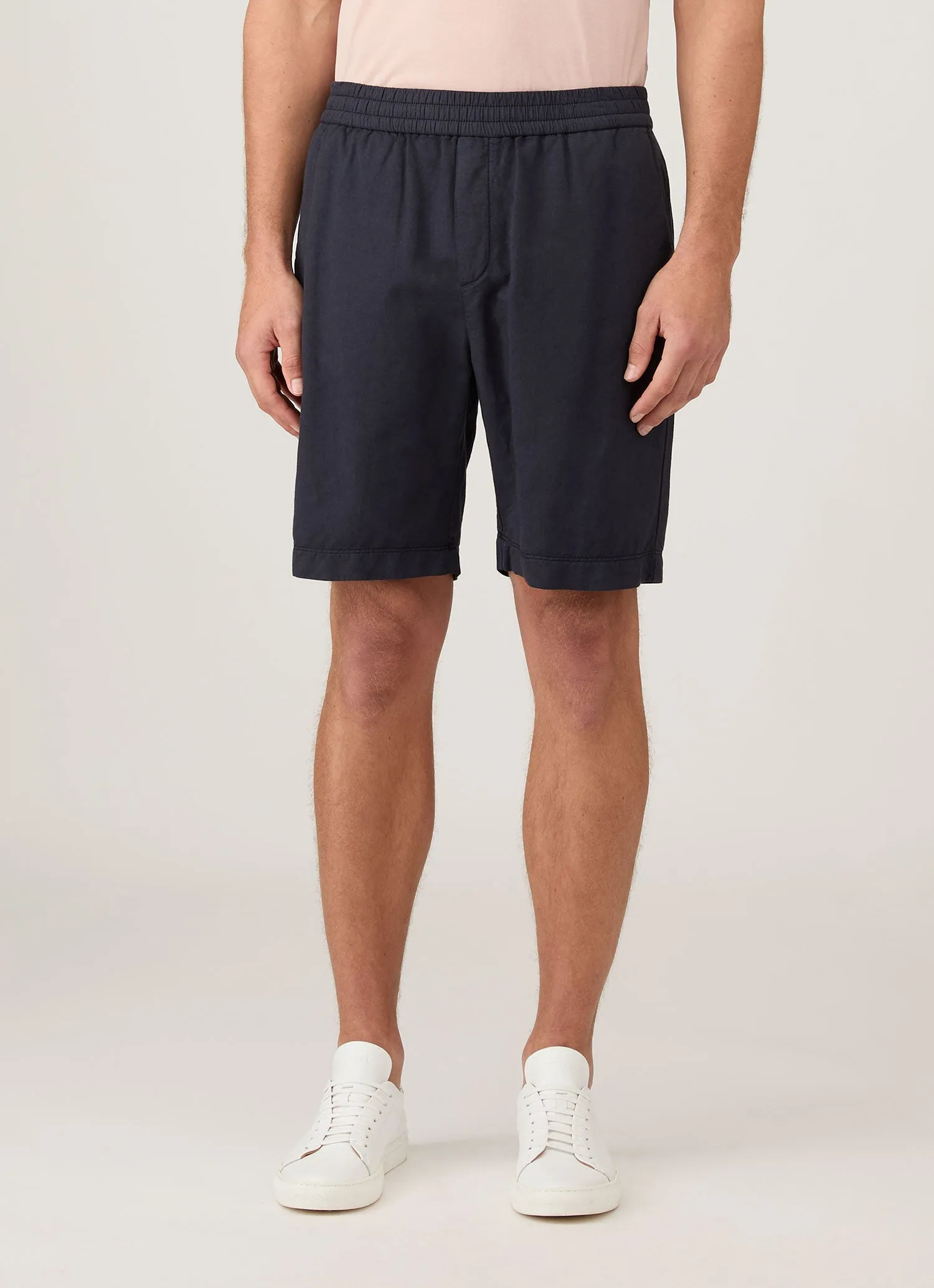 Men's Cotton Linen Drawstring Shorts in Navy sold by Sunspel product image thumbnail 2