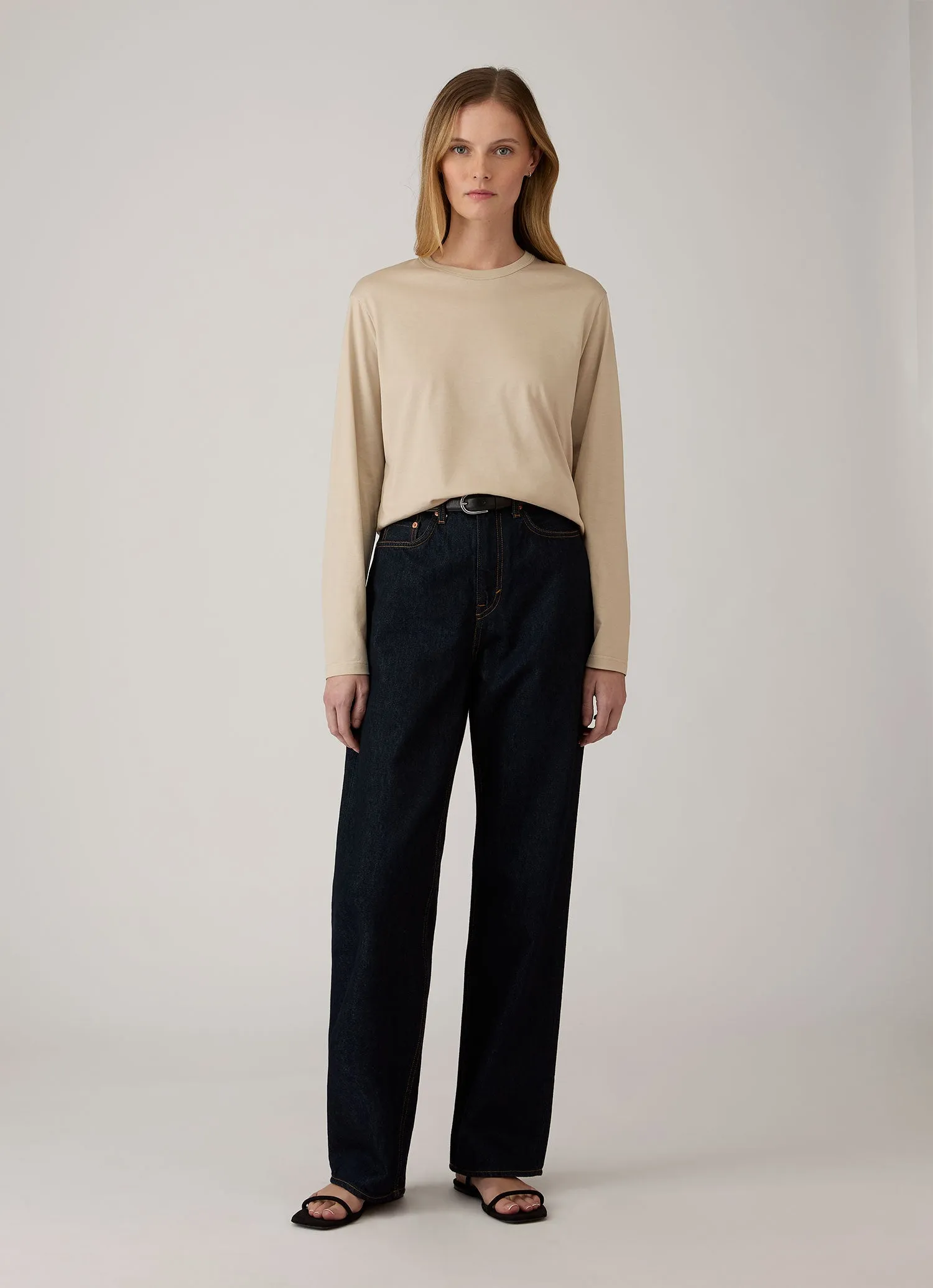 Women's Long Sleeve Everyday T-shirt in Hazelwood sold by Sunspel product image thumbnail 2