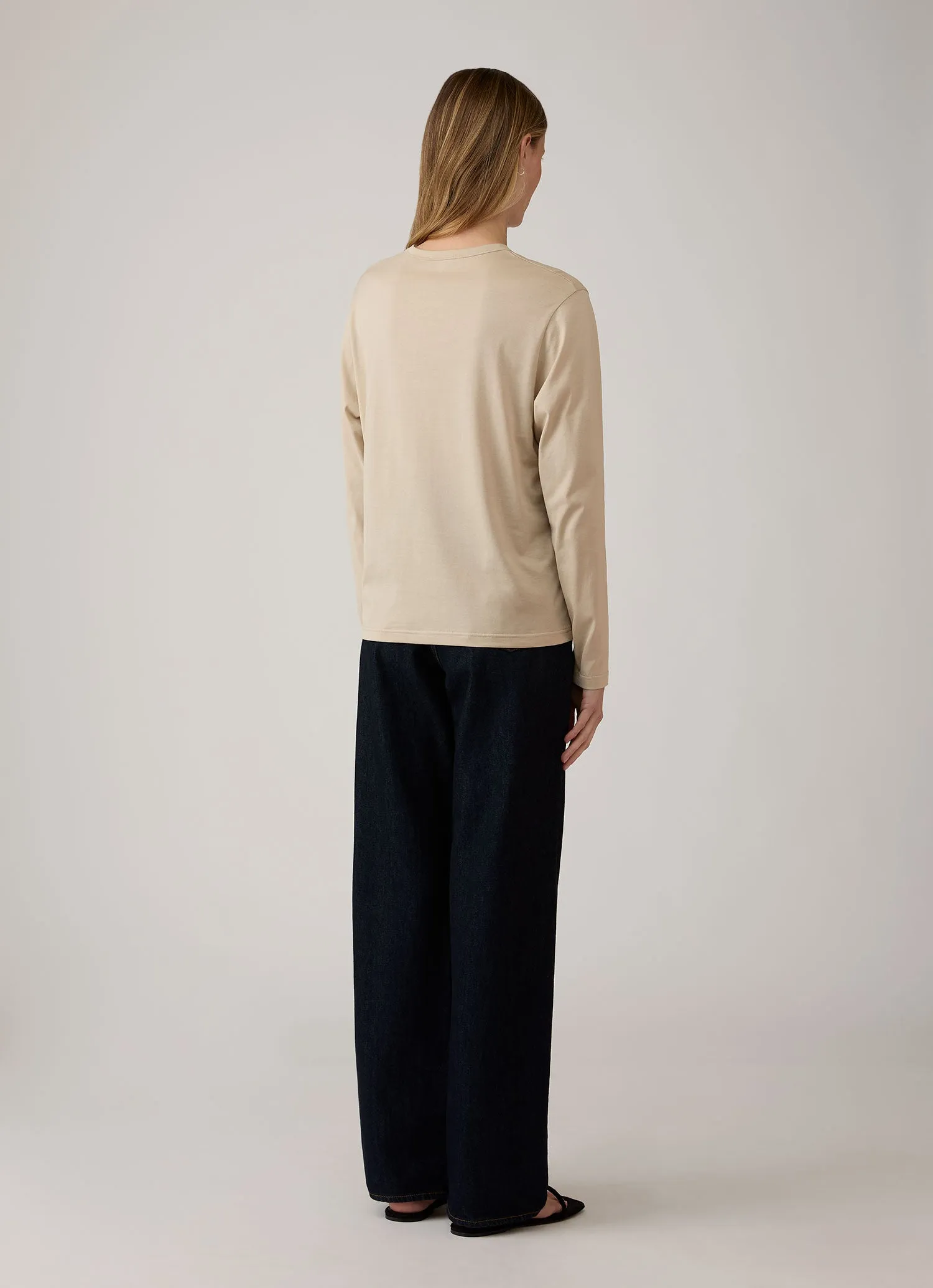 Women's Long Sleeve Everyday T-shirt in Hazelwood sold by Sunspel product image thumbnail 3