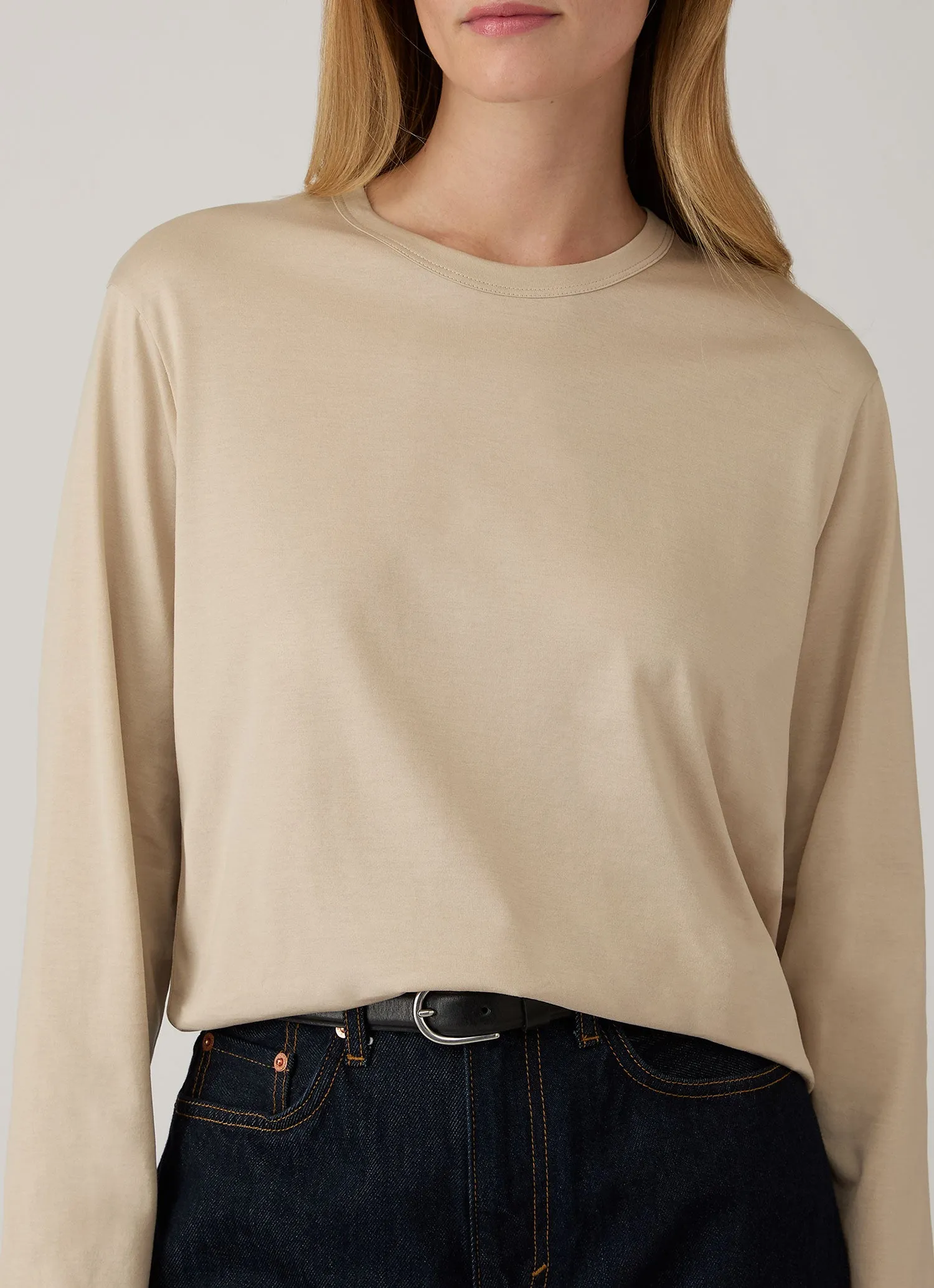 Women's Long Sleeve Everyday T-shirt in Hazelwood sold by Sunspel product image thumbnail 4