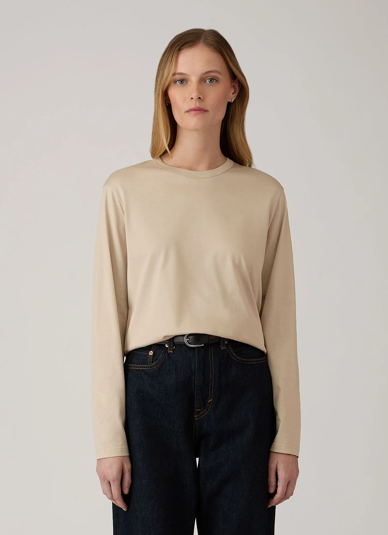 Women's Long Sleeve Everyday T-shirt in Hazelwood sold by Sunspel