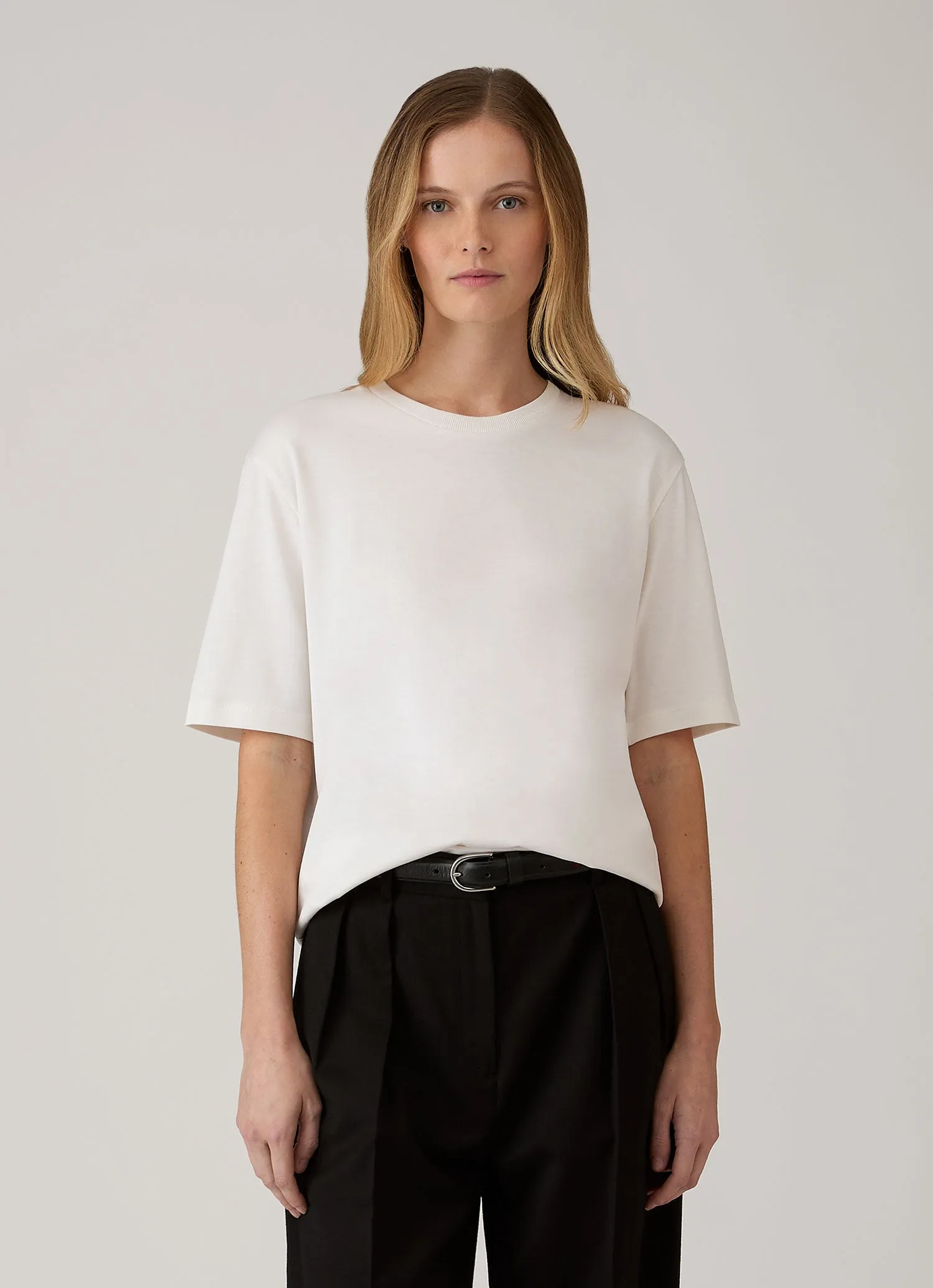 Women's Silk Cotton T-shirt in White sold by Sunspel
