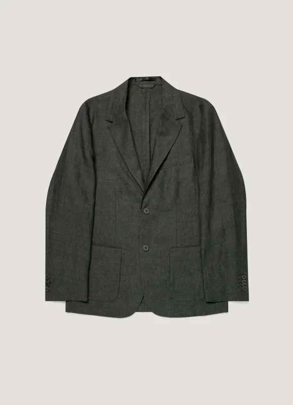 Men's Linen Blazer in Forest made by Sunspel