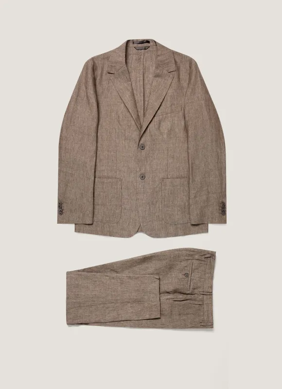 Men's Linen Two-Piece Suit in Dark Walnut made by Sunspel