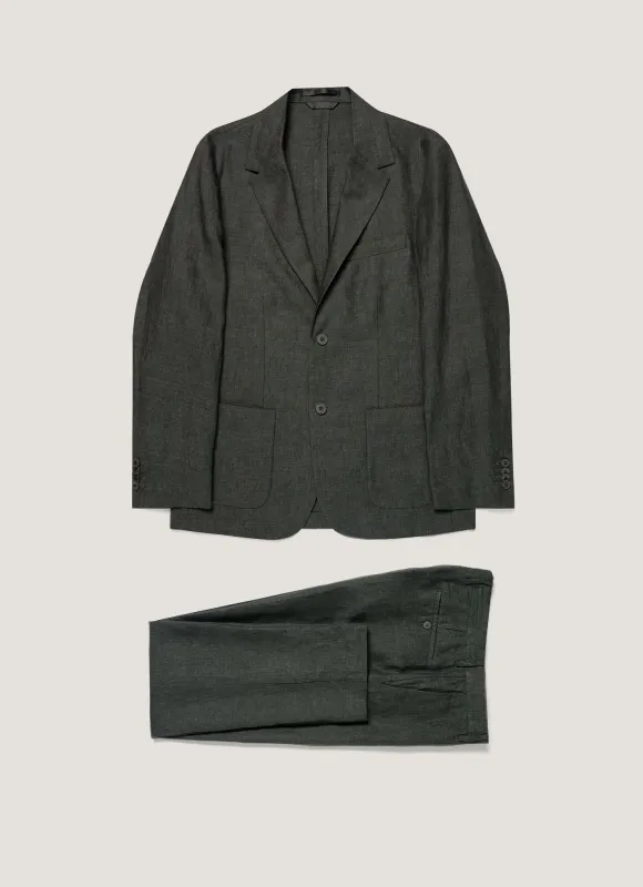 Men's Linen Two-Piece Suit in Forest made by Sunspel