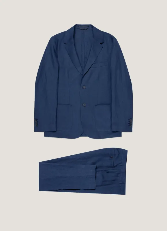 Men's Linen Two-Piece Suit in Light Navy made by Sunspel