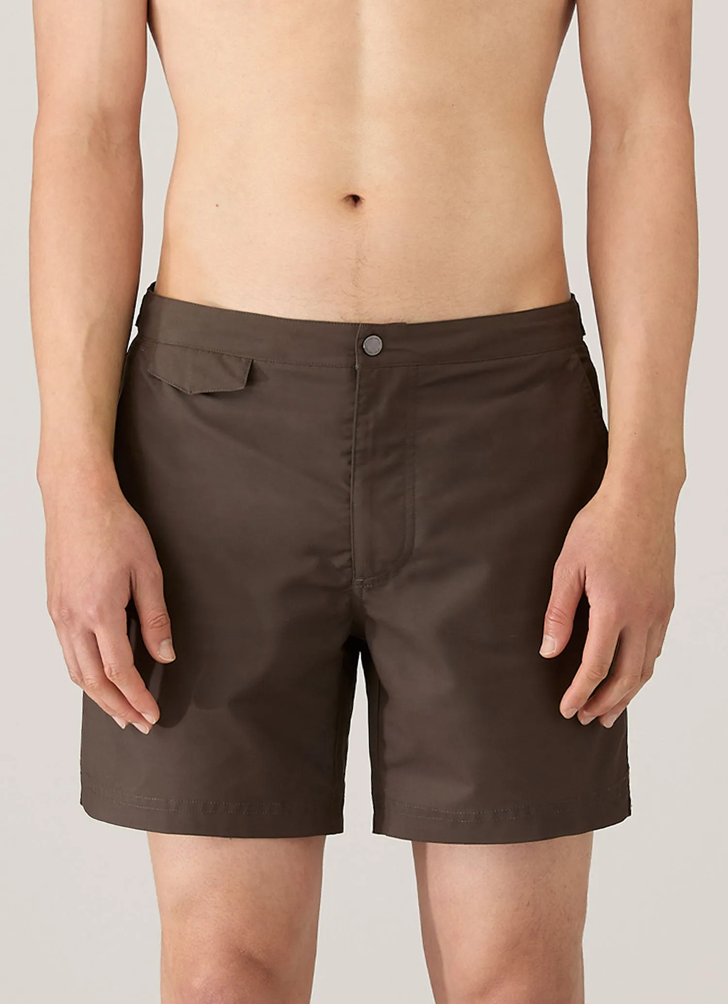 Men's Tailored Swim Shorts in Dark Walnut sold by Sunspel product image thumbnail 2