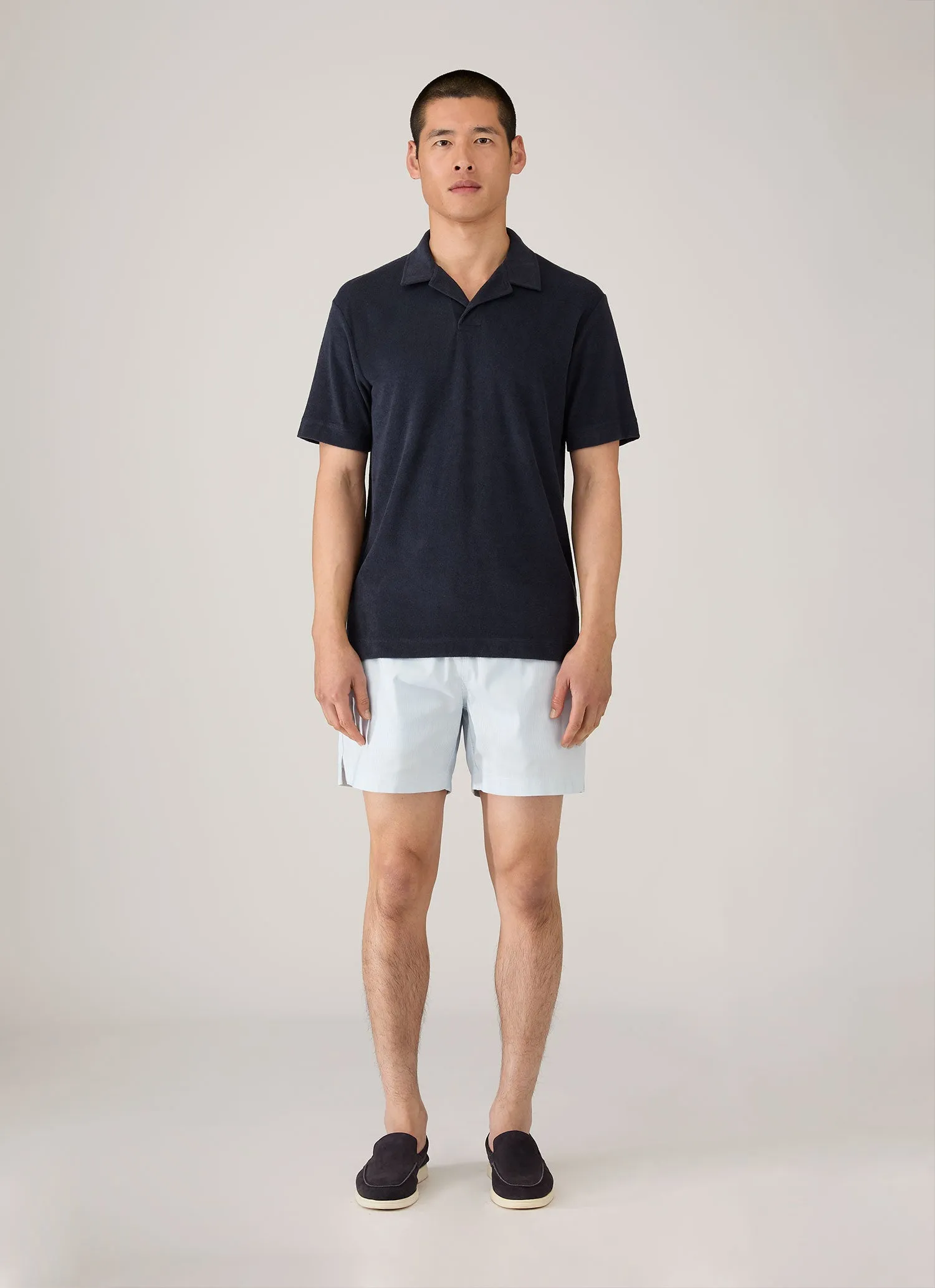 Men's Drawstring Swim Shorts in Sky Blue/White sold by Sunspel product image thumbnail 3