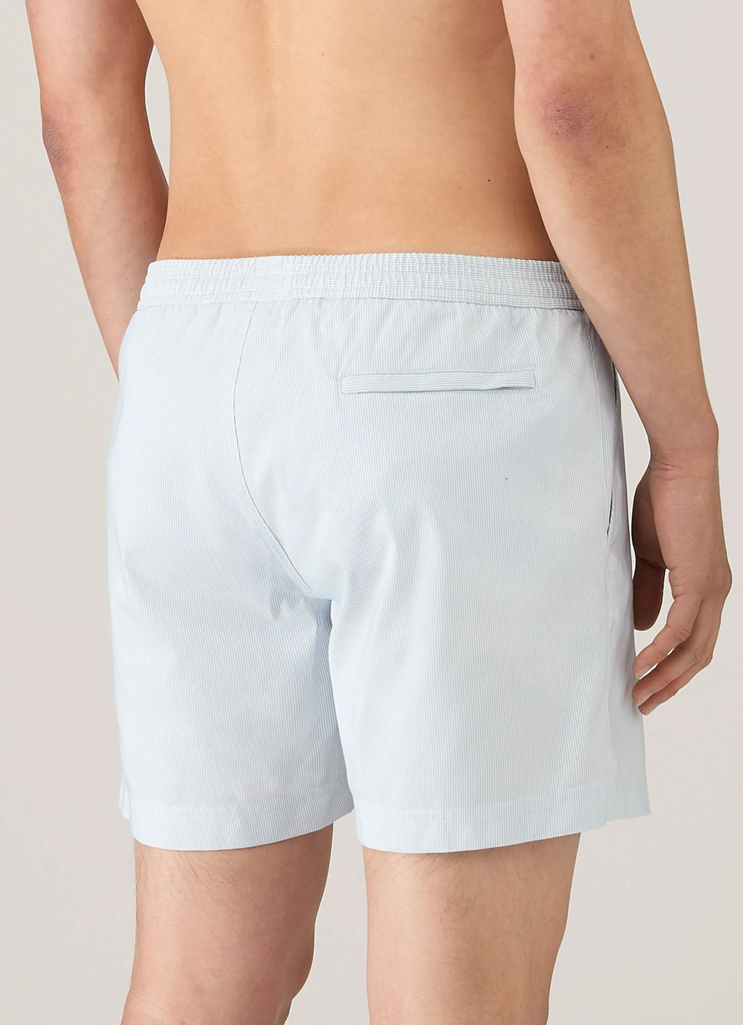 Men's Drawstring Swim Shorts in Sky Blue/White sold by Sunspel product image thumbnail 5