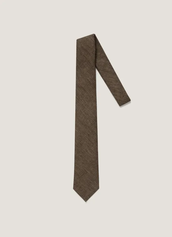 Men's Linen Tie in Dark Walnut made by Sunspel