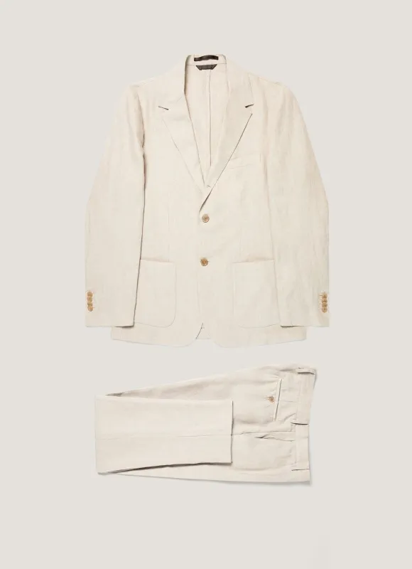 Men's Linen Two-Piece Suit in Sand made by Sunspel