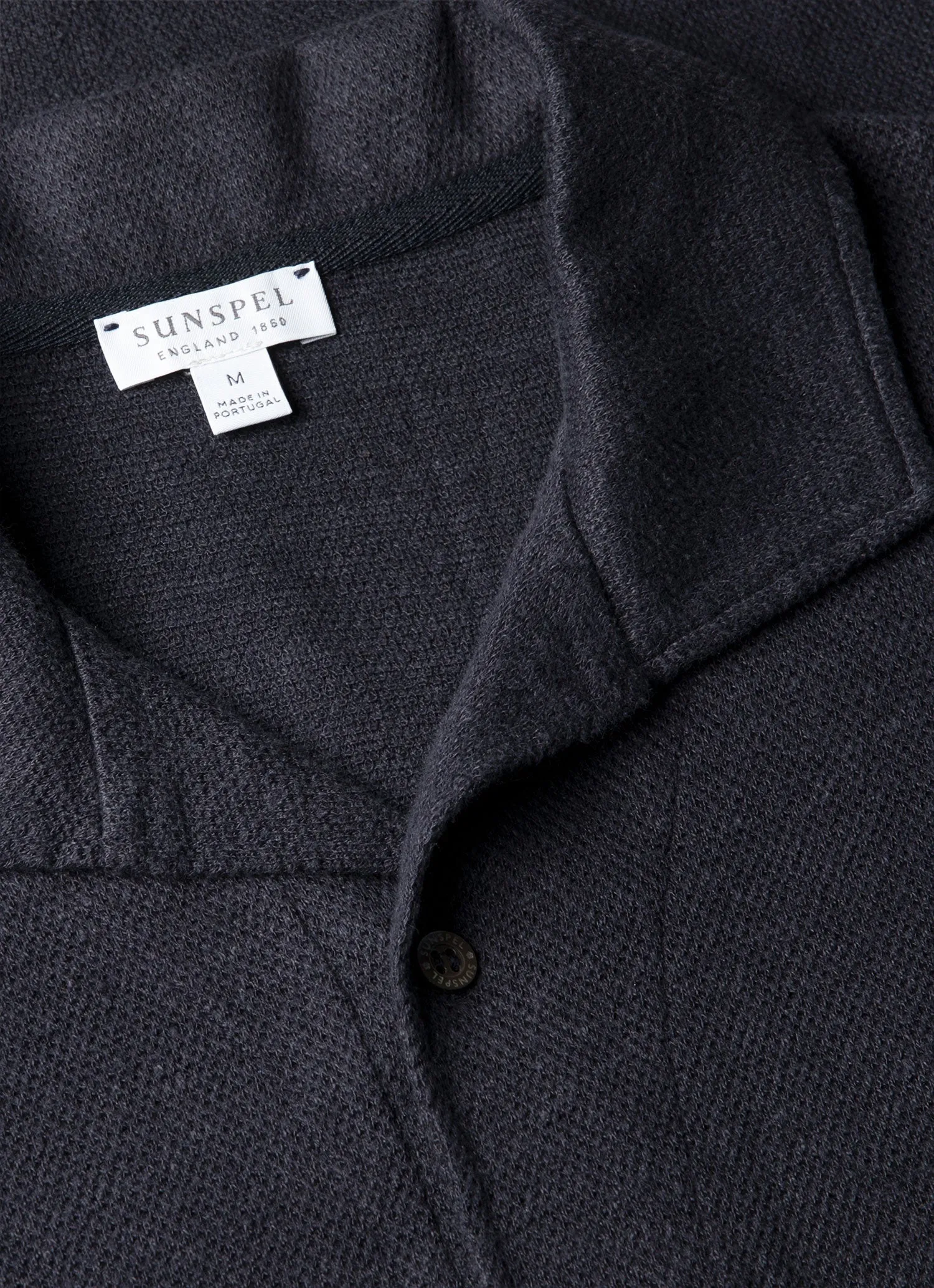 Men's Linen Piqué Polo Shirt in Navy sold by Sunspel product image thumbnail 4