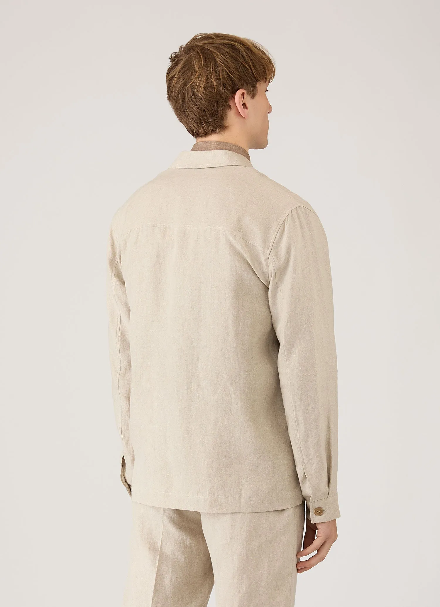 Men's Linen Overshirt in Sand sold by Sunspel product image thumbnail 5