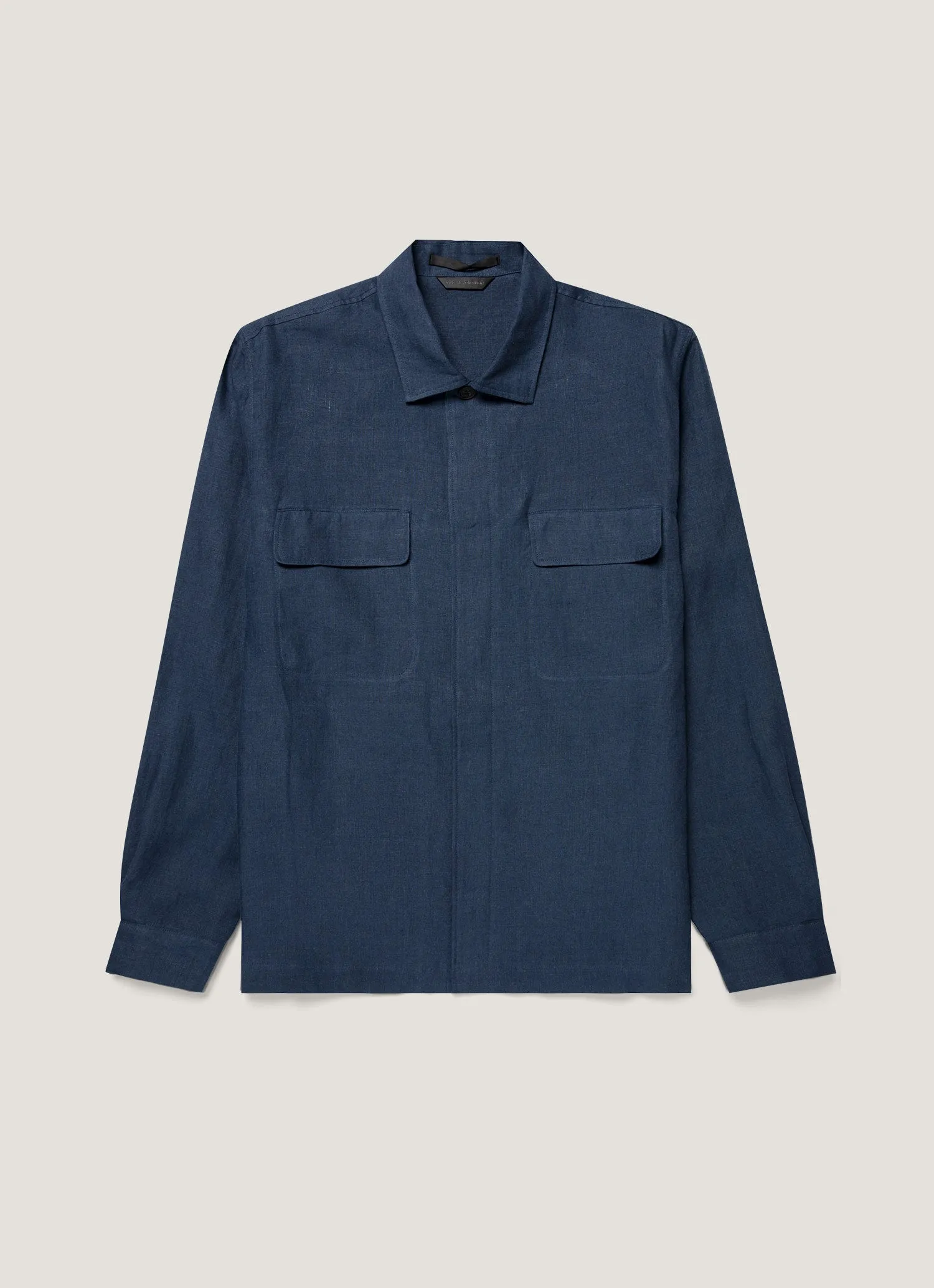 Men's Linen Overshirt in Light Navy sold by Sunspel