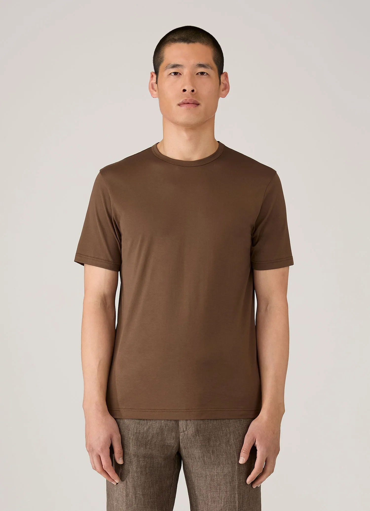 Men's Classic T-shirt in Dark Walnut sold by Sunspel product image thumbnail 2