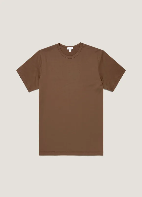 Men's Classic T-shirt in Dark Walnut made by Sunspel