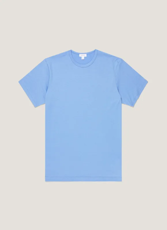 Men's Classic T-shirt in Azure Blue made by Sunspel