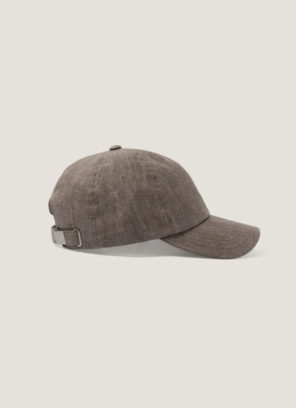 Men's Linen Cap in Dark Walnut made by Sunspel