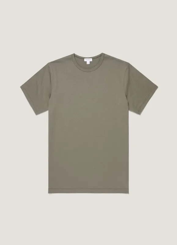 Men's Classic T-shirt in Fossil Grey made by Sunspel