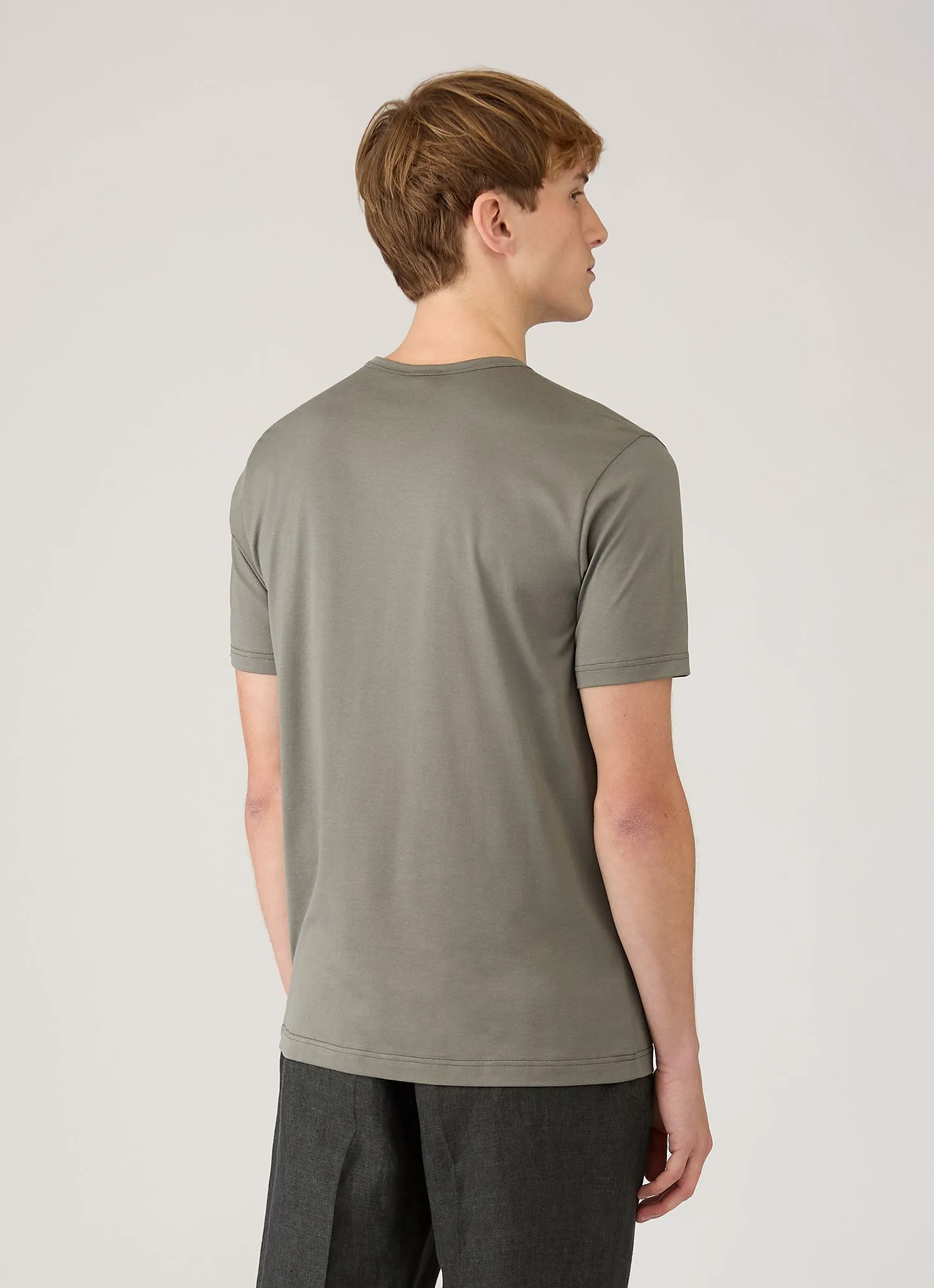 Men's Classic T-shirt in Fossil Grey sold by Sunspel product image thumbnail 5
