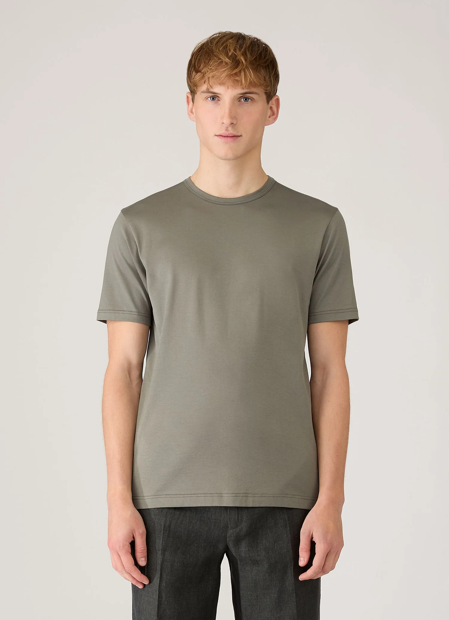 Men's Classic T-shirt in Fossil Grey sold by Sunspel product image thumbnail 2