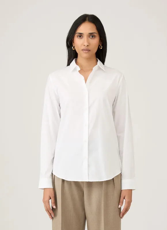 Women's Cotton Shirt in White made by Sunspel