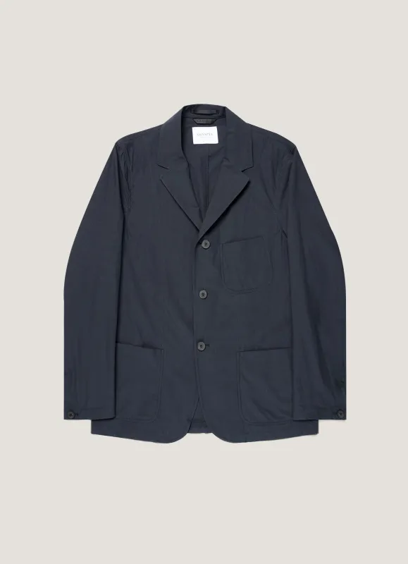 Men's Lightweight Cotton Poplin Blazer in Navy made by Sunspel