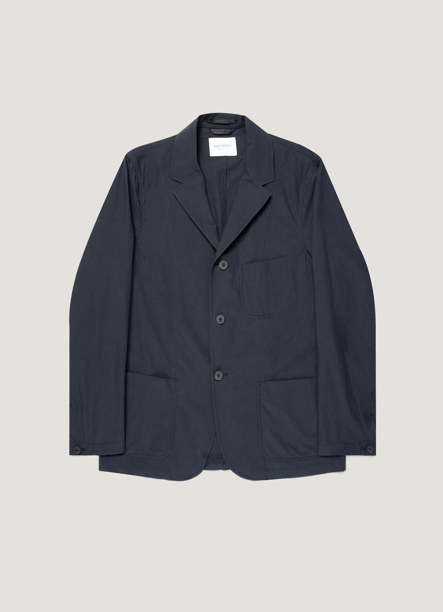 Men's Lightweight Cotton Poplin Blazer in Navy sold by Sunspel