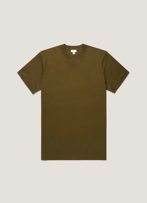 Men's Relaxed Fit Heavyweight T-shirt in Loden Green made by Sunspel