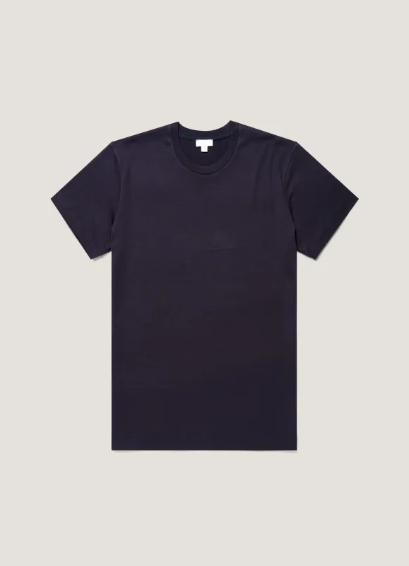 Men's Silk Cotton T-shirt in Navy made by Sunspel