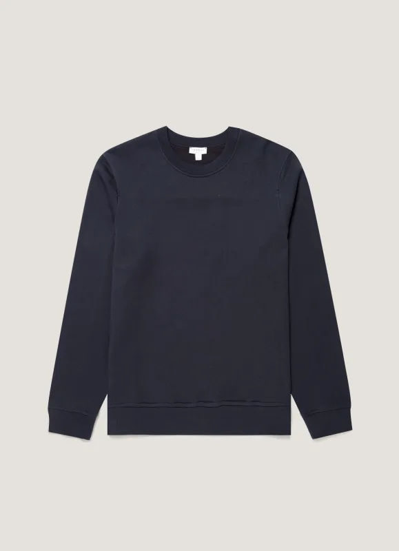 Men's Supima Loopback Sweatshirt in Midnight Navy made by Sunspel