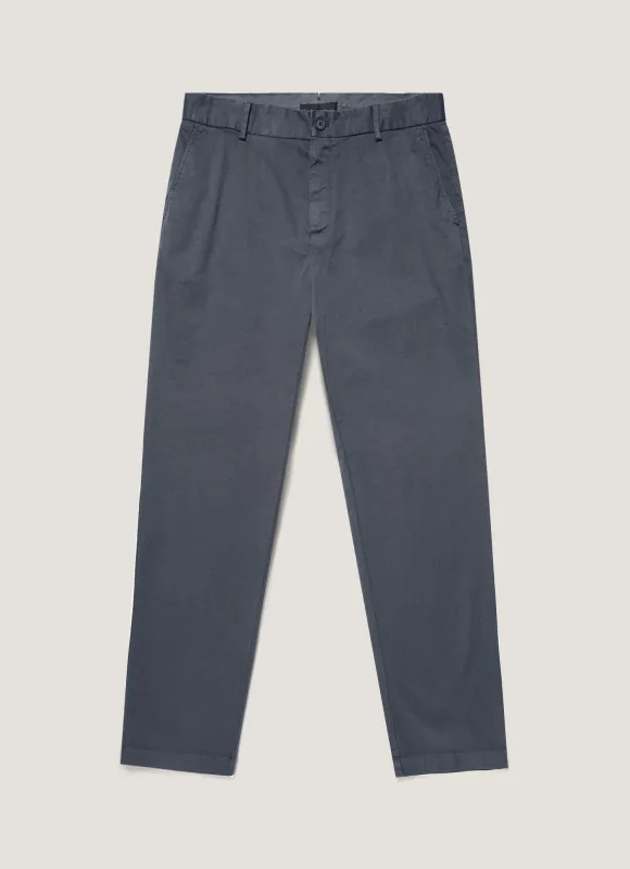 Men's Regular Fit Chino in Slate Blue made by Sunspel