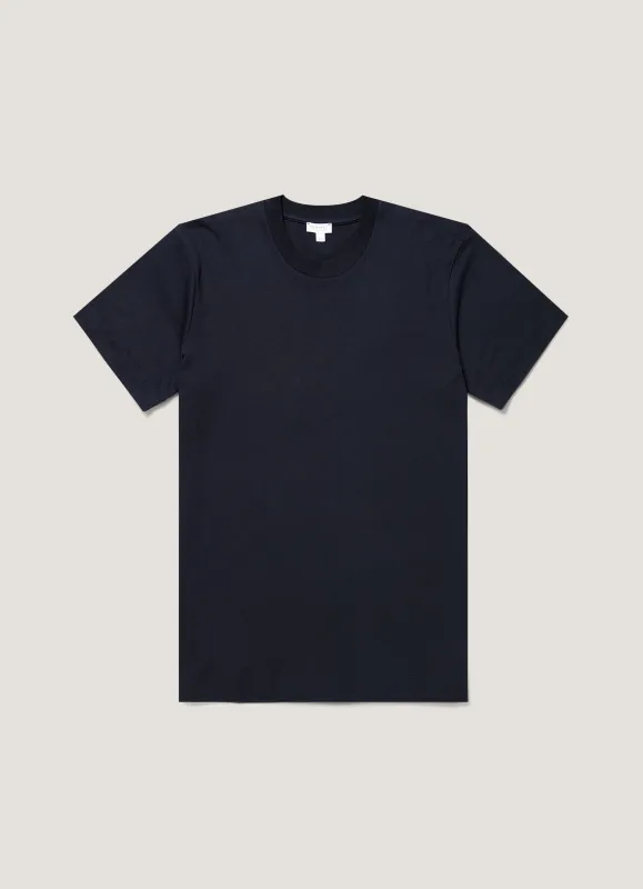 Men's Relaxed Fit Heavyweight T-shirt in Midnight Navy made by Sunspel