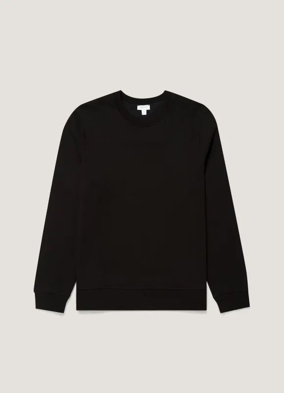Men's Supima Loopback Sweatshirt in Black made by Sunspel