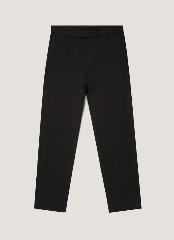 Men's Textured Wool Trouser in Dark Charcoal Melange made by Sunspel