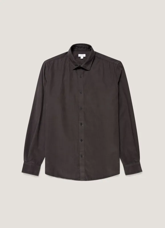 Men's Fine Cord Shirt in Anthracite made by Sunspel