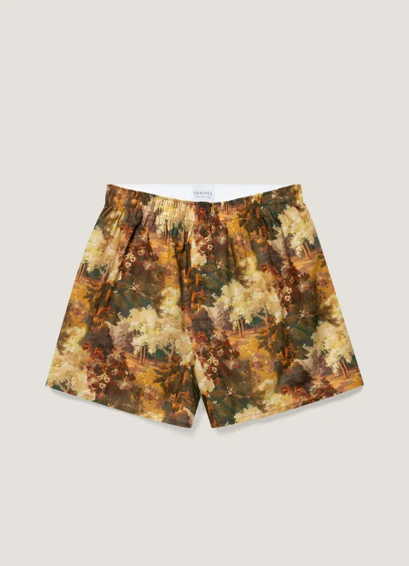 Men's Classic Boxer Short in Liberty Fabric in Autumnal Floral made by Sunspel