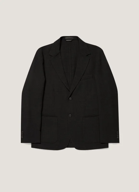 Men's Textured Wool Blazer in Dark Charcoal Melange made by Sunspel