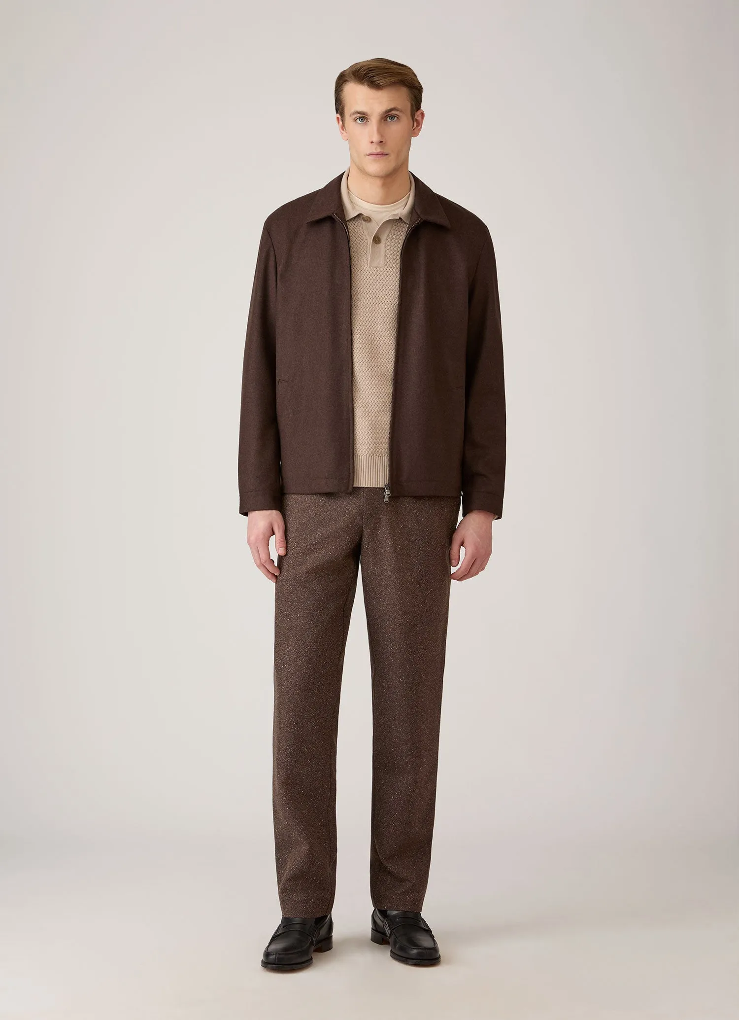 Men's Cotton Basketweave Polo Shirt in Stone sold by Sunspel product image thumbnail 3