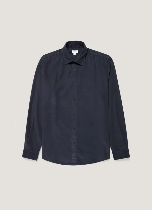 Men's Fine Cord Shirt in Midnight Navy made by Sunspel