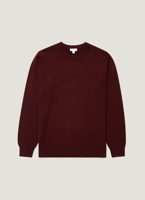 Men's Cashmere Crew Neck Jumper in Bakelite made by Sunspel