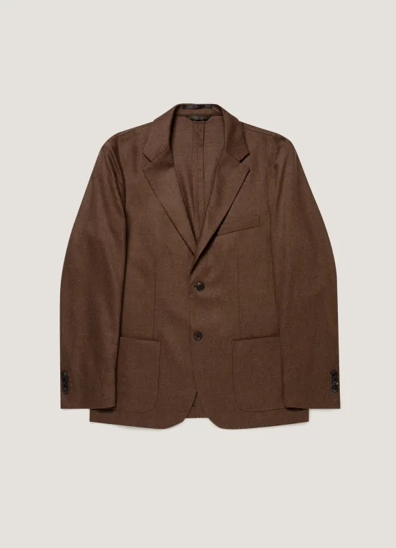 Men's Wool Cashmere Flannel Blazer in Light Brown Melange made by Sunspel