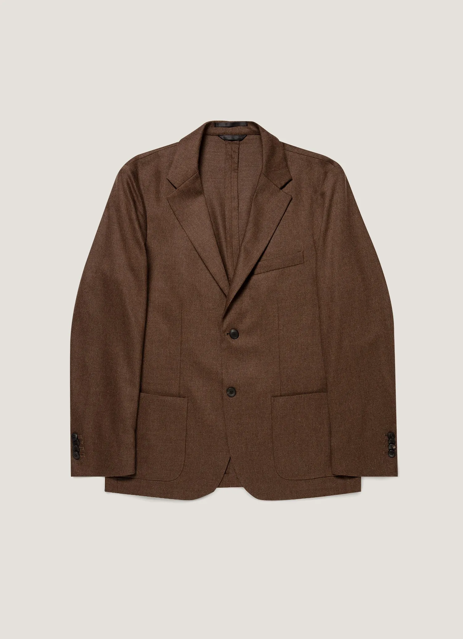 Men's Wool Cashmere Flannel Blazer in Light Brown Melange sold by Sunspel