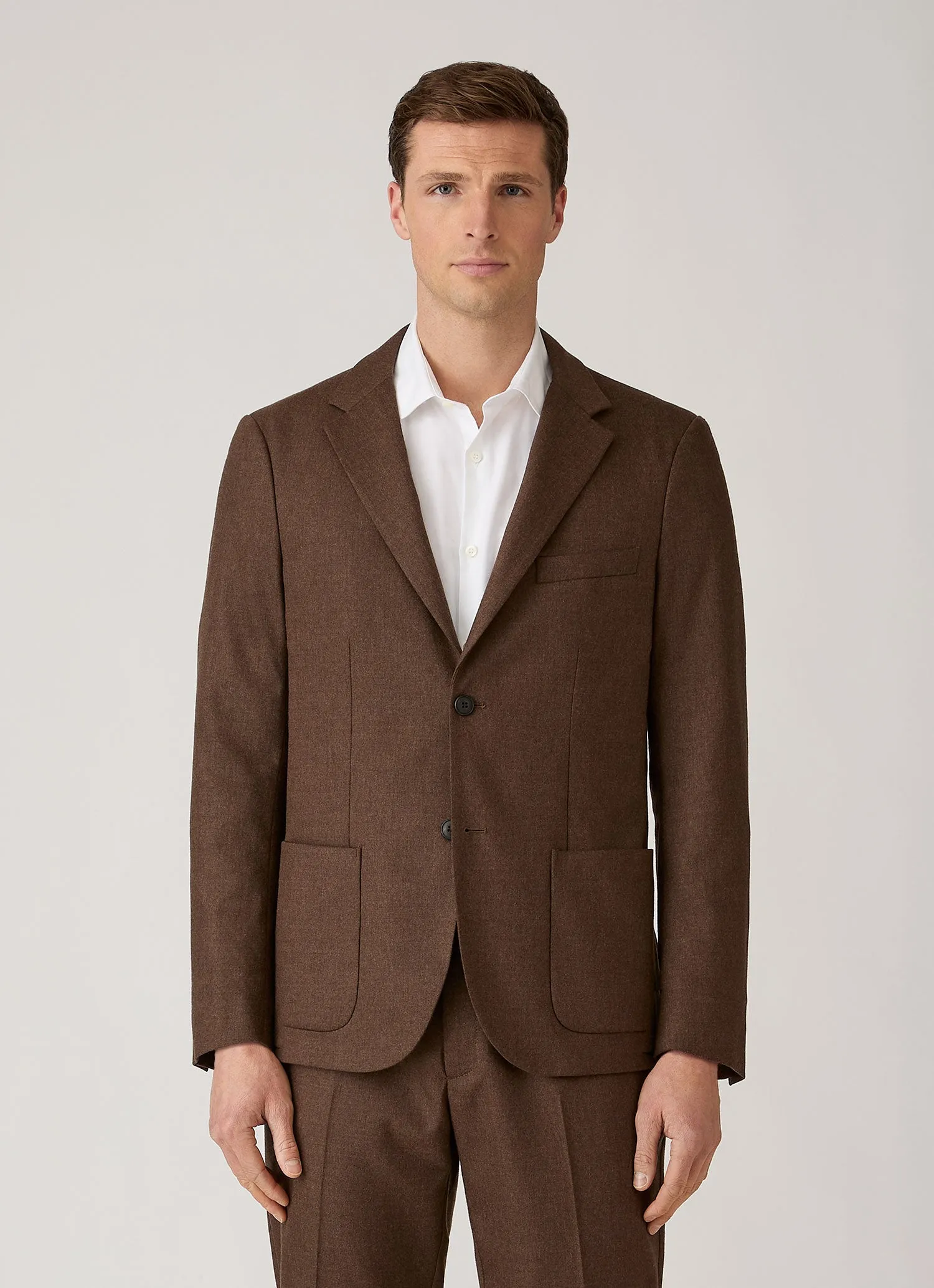 Men's Wool Cashmere Flannel Blazer in Light Brown Melange sold by Sunspel product image thumbnail 2