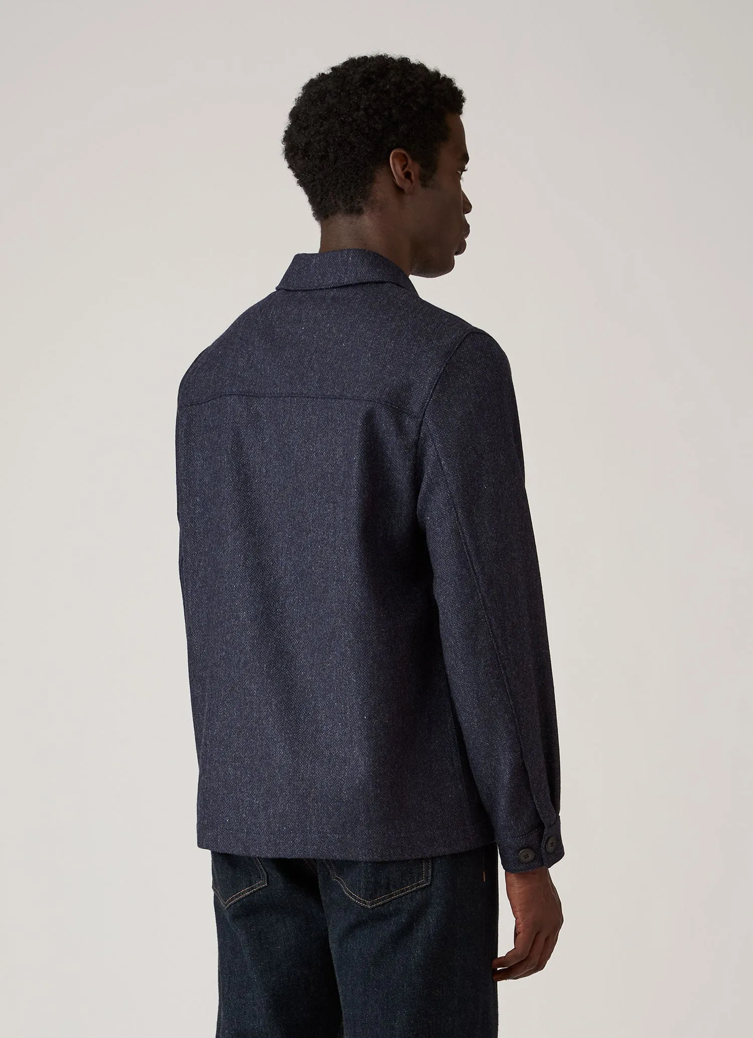 Men's Wool Twill Chore Jacket in Slate Blue Melange sold by Sunspel product image thumbnail 5