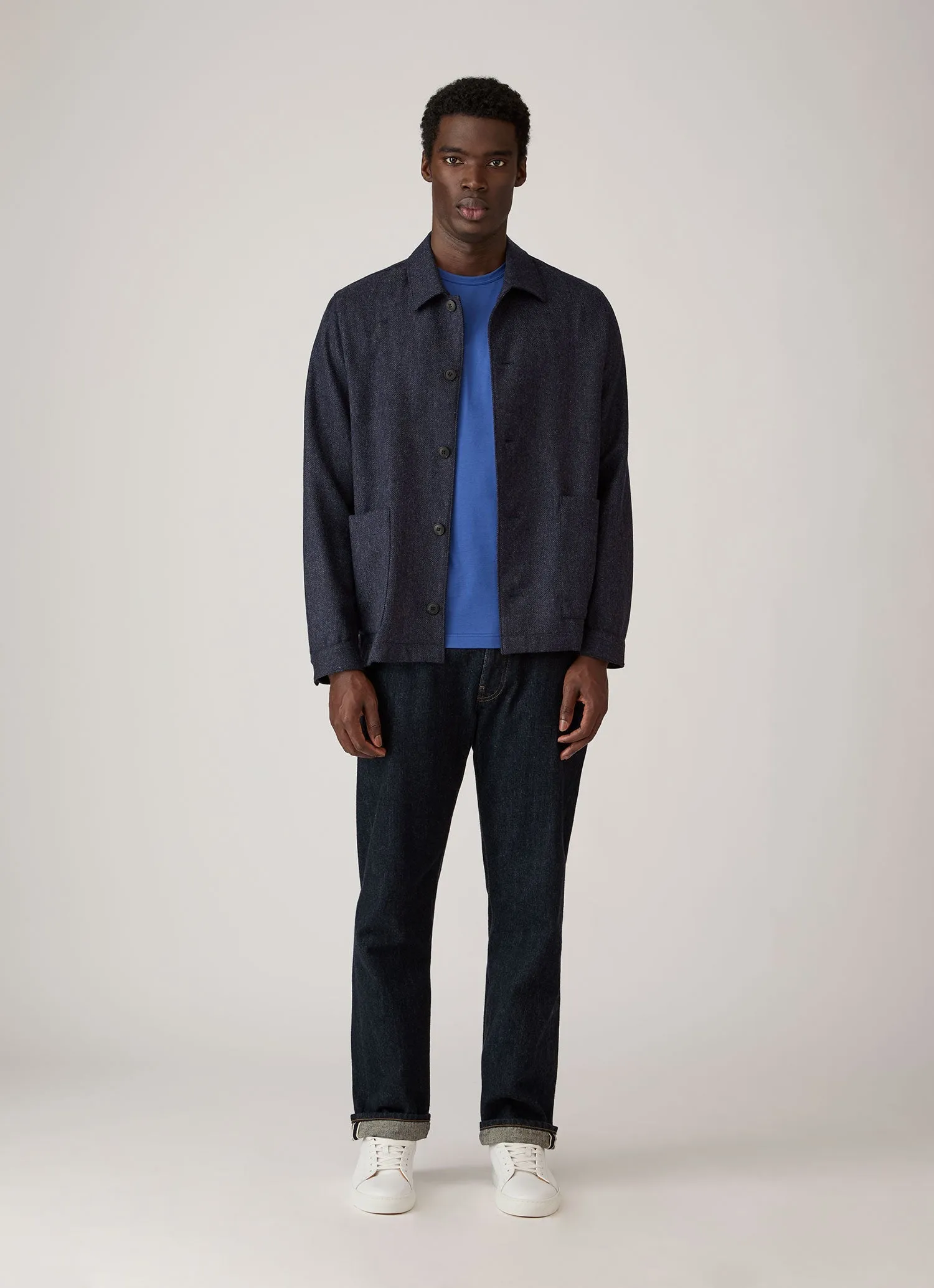 Men's Wool Twill Chore Jacket in Slate Blue Melange sold by Sunspel product image thumbnail 3